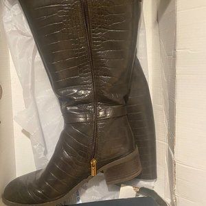 TOMMY HILFIGER Womens Brown Diwan Stacked Heel Zip-Up Riding Boot 8WC